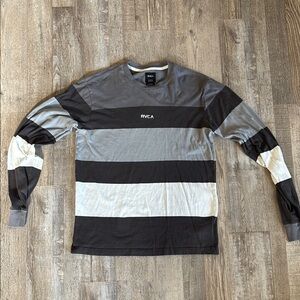 RVCA Gray and Black Long Sleeve Tee
